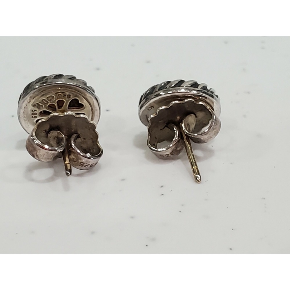 David Yurman Pearl Infinity Stud Earrings in Sterling Silver 585 Gold MINI - Picture 4 of 8